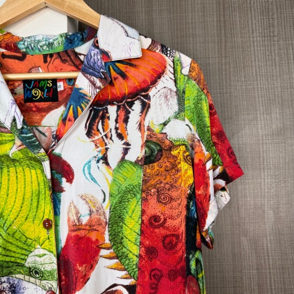 Jams World Aloha Style Camp Shirt Samurai Sushi Print Short Sleeve Size Small - Picture 3 of 12